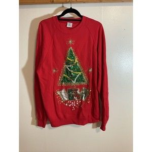 Karla Reid Women’s Christmas Sweatshirt Glitter Art to Wear Fashion Vintage OSFM